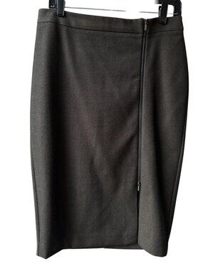 8P Ann Taylor Petite Zip Pencil Skirt Olive Zipper Professional Stretch Petite M